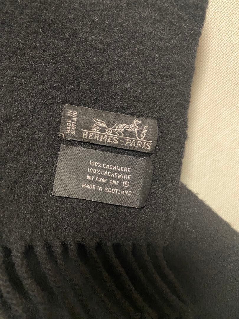 HERMES カシミヤ ブラック ストール
