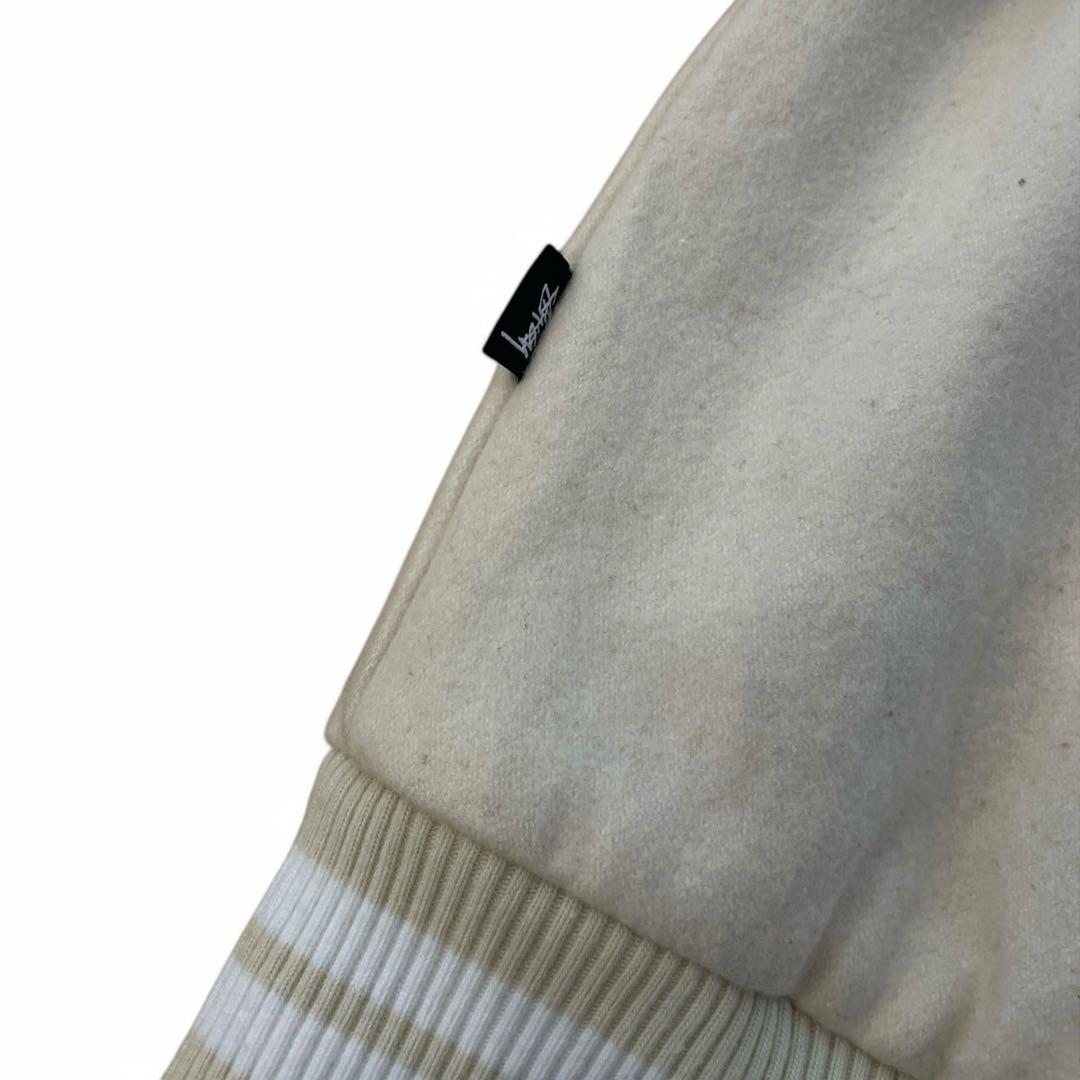 Stussyステューシー　スタジャン　リブライン　オフホワイト　両面ロゴ刺繍　M