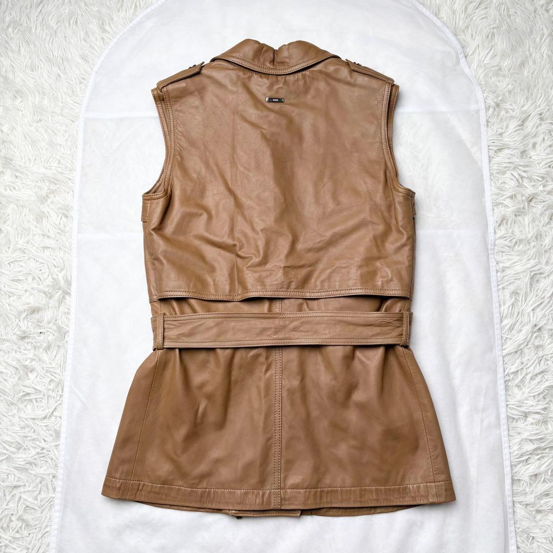 GUCCI ラムレザーベスト 本革 ベルト ロゴ刻印 大きいサイズ42