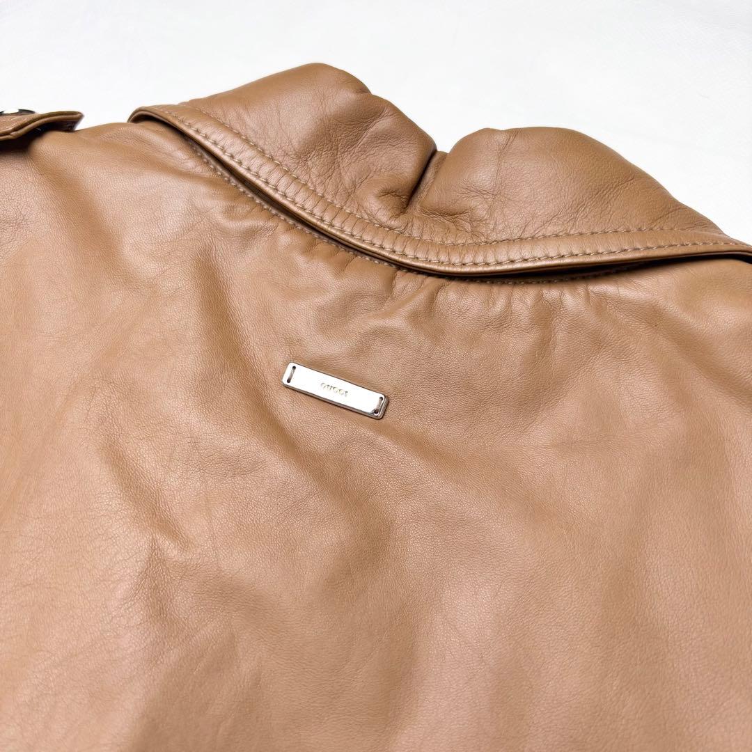 GUCCI ラムレザーベスト 本革 ベルト ロゴ刻印 大きいサイズ42