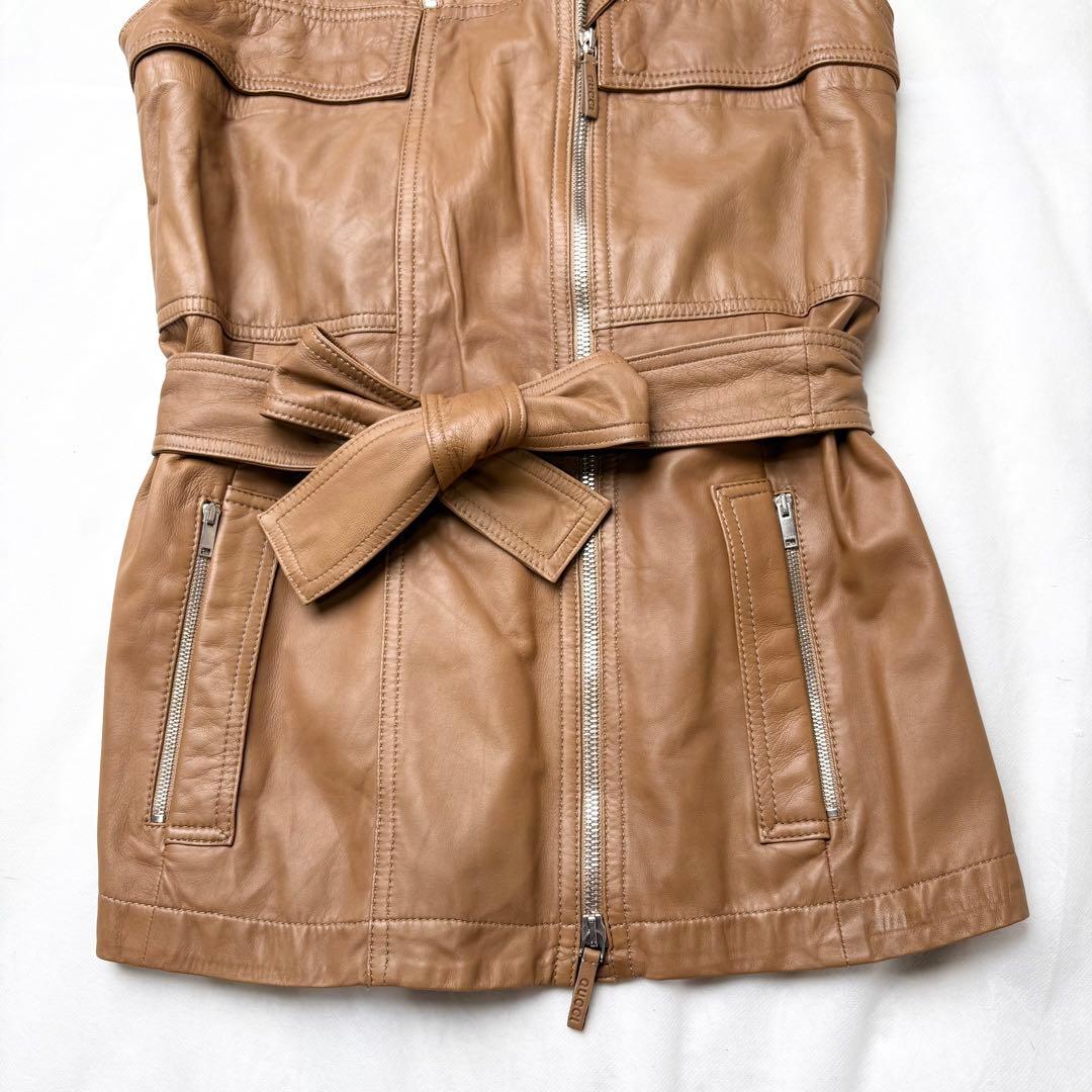 GUCCI ラムレザーベスト 本革 ベルト ロゴ刻印 大きいサイズ42