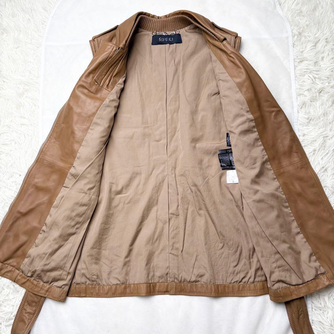 GUCCI ラムレザーベスト 本革 ベルト ロゴ刻印 大きいサイズ42