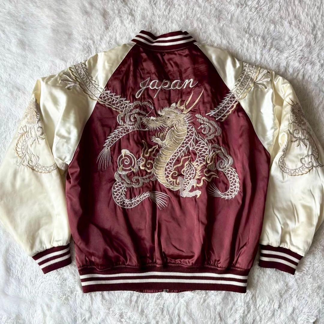 XLサイズ✨ホシヒメ スカジャン バック刺繍 ドラゴン 龍 キルティング レッド