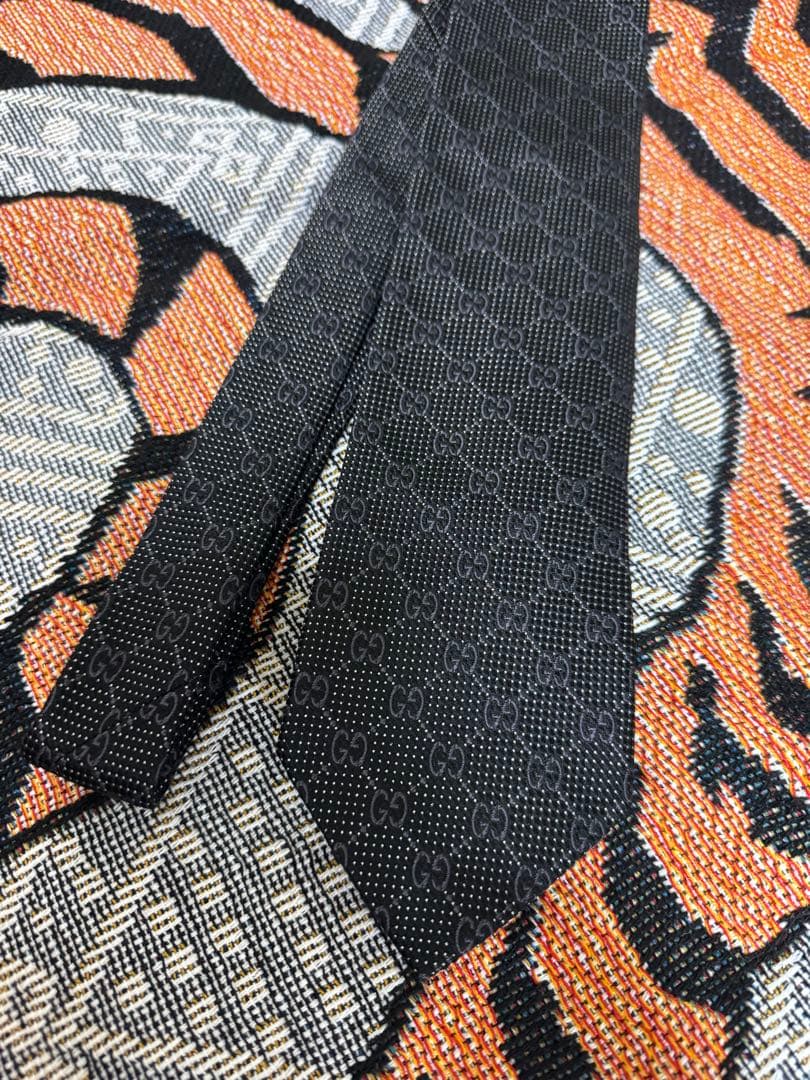 GUCCI ブラック GGパターン ネクタイ