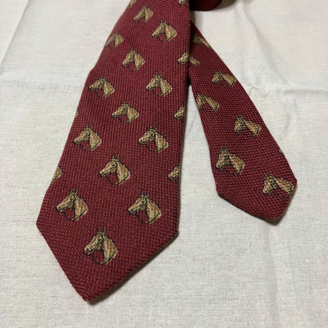 Drake's ドレイクス ネクタイ ホース柄 馬 バーガンディ