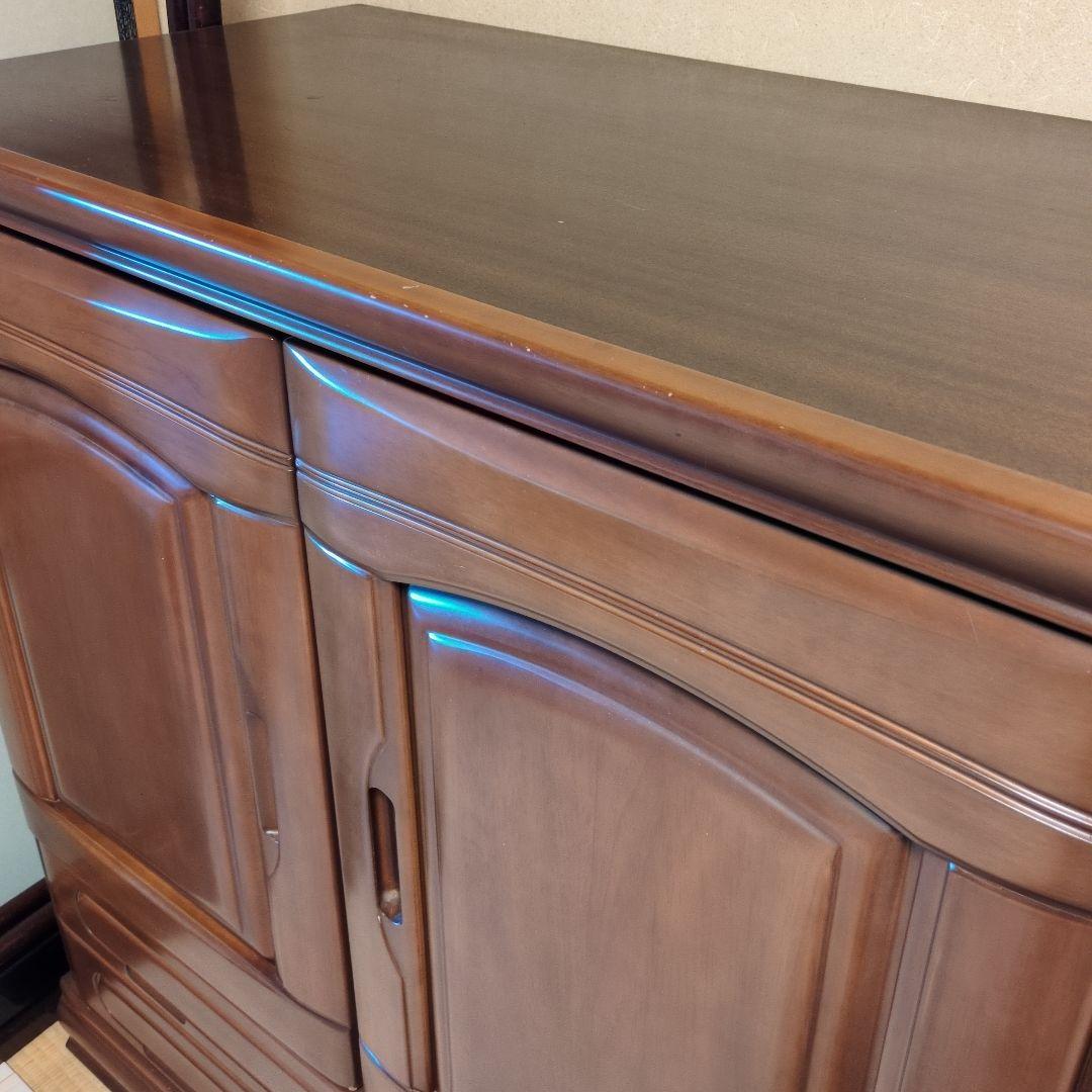 ブラウン 収納チェスト 2扉 引き出し付き