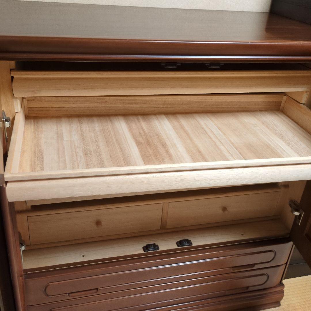 ブラウン 収納チェスト 2扉 引き出し付き