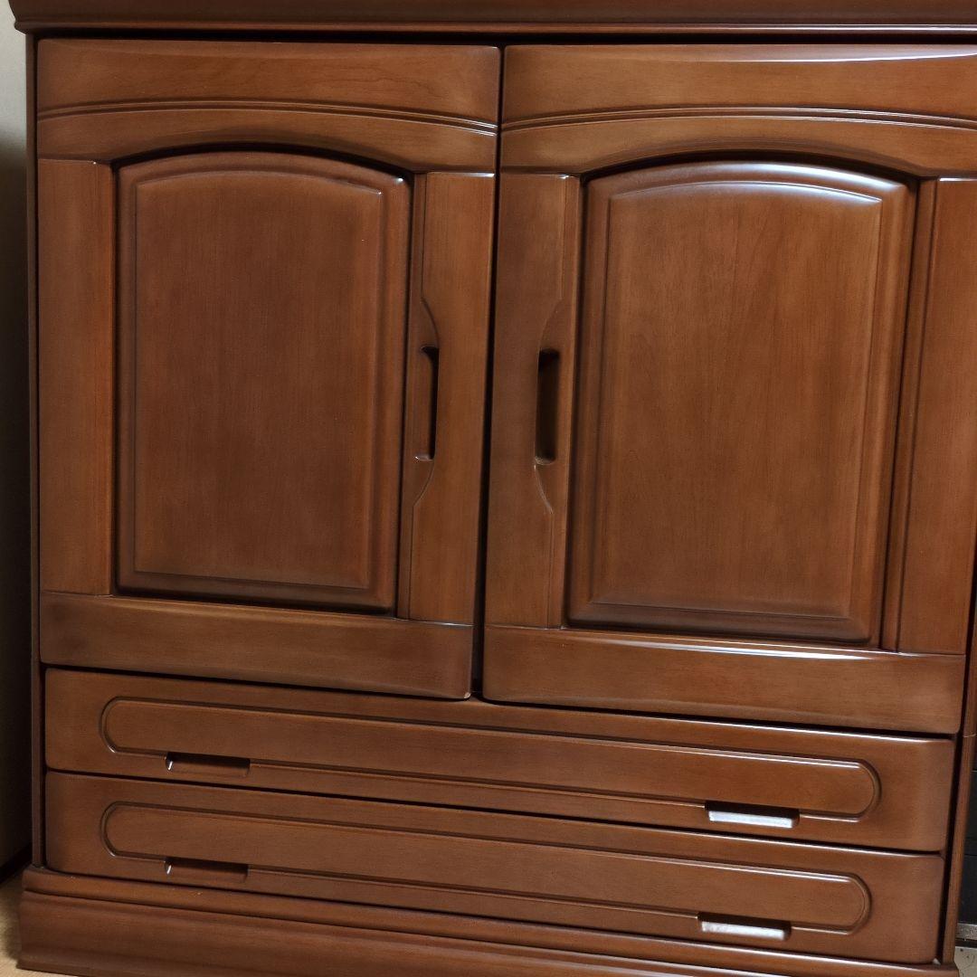 ブラウン 収納チェスト 2扉 引き出し付き