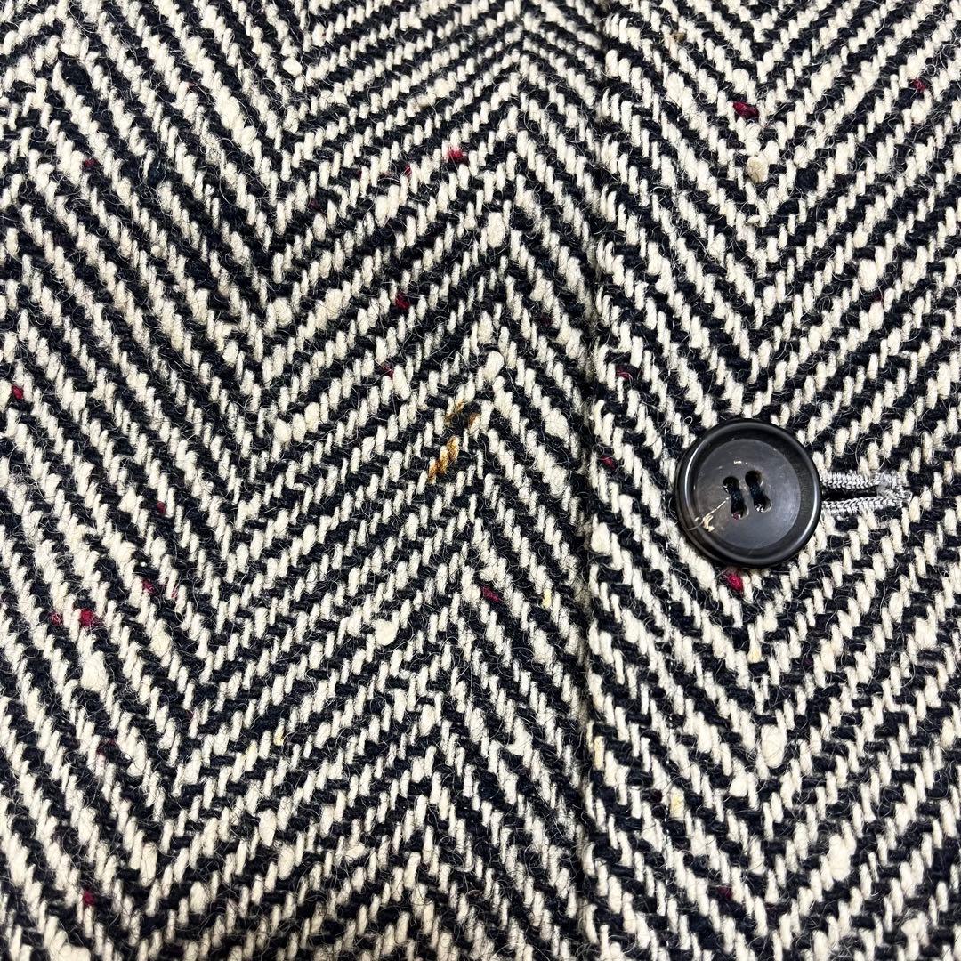 コムサデモード チェスターコート ダブルブレスト ウール ツイード ヘリンボーン