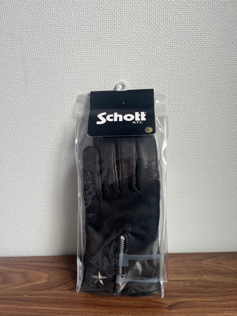 【新品】Schott ショット　レザーグローブ　ワンスター　黒色　BK