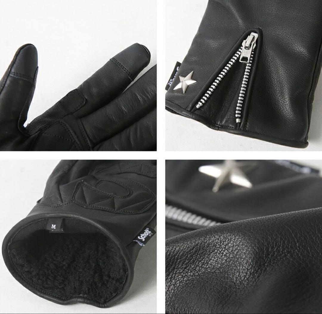 【新品】Schott ショット　レザーグローブ　ワンスター　黒色　BK