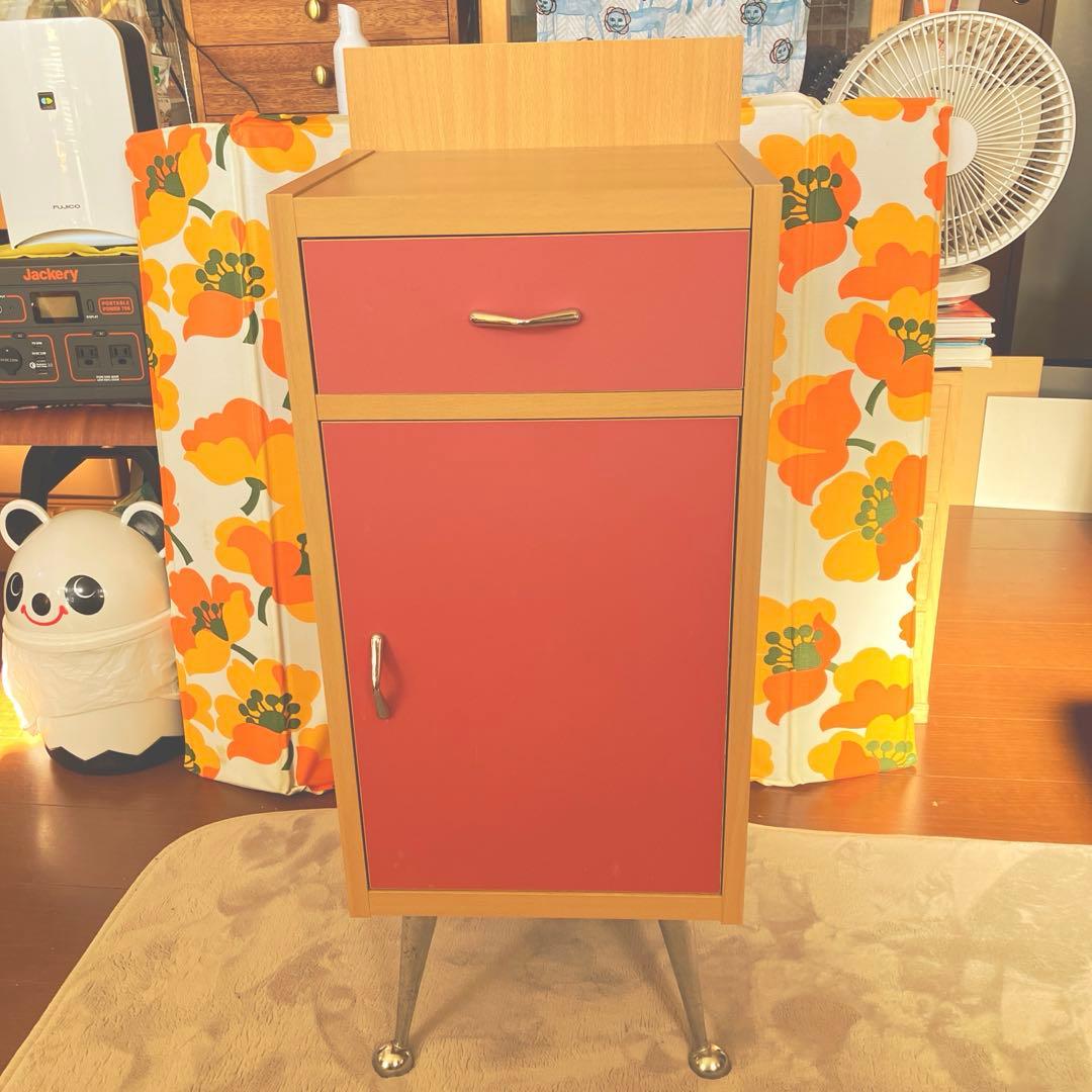 昭和レトロ チェスト 小棚 電話台 ラック スペースエイジ ミッドセンチュリー