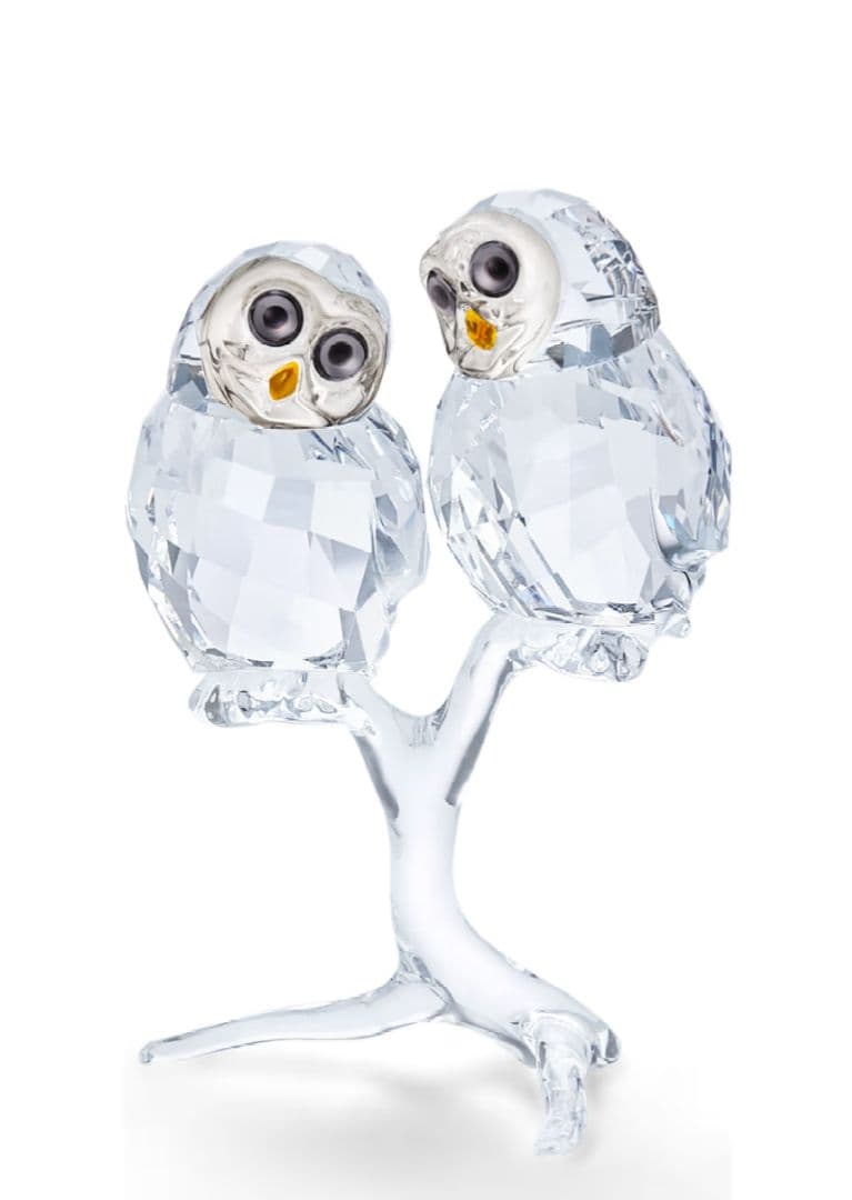 美品　スワロフスキー　フクロウのカップル　箱付　Owl Couple　置物