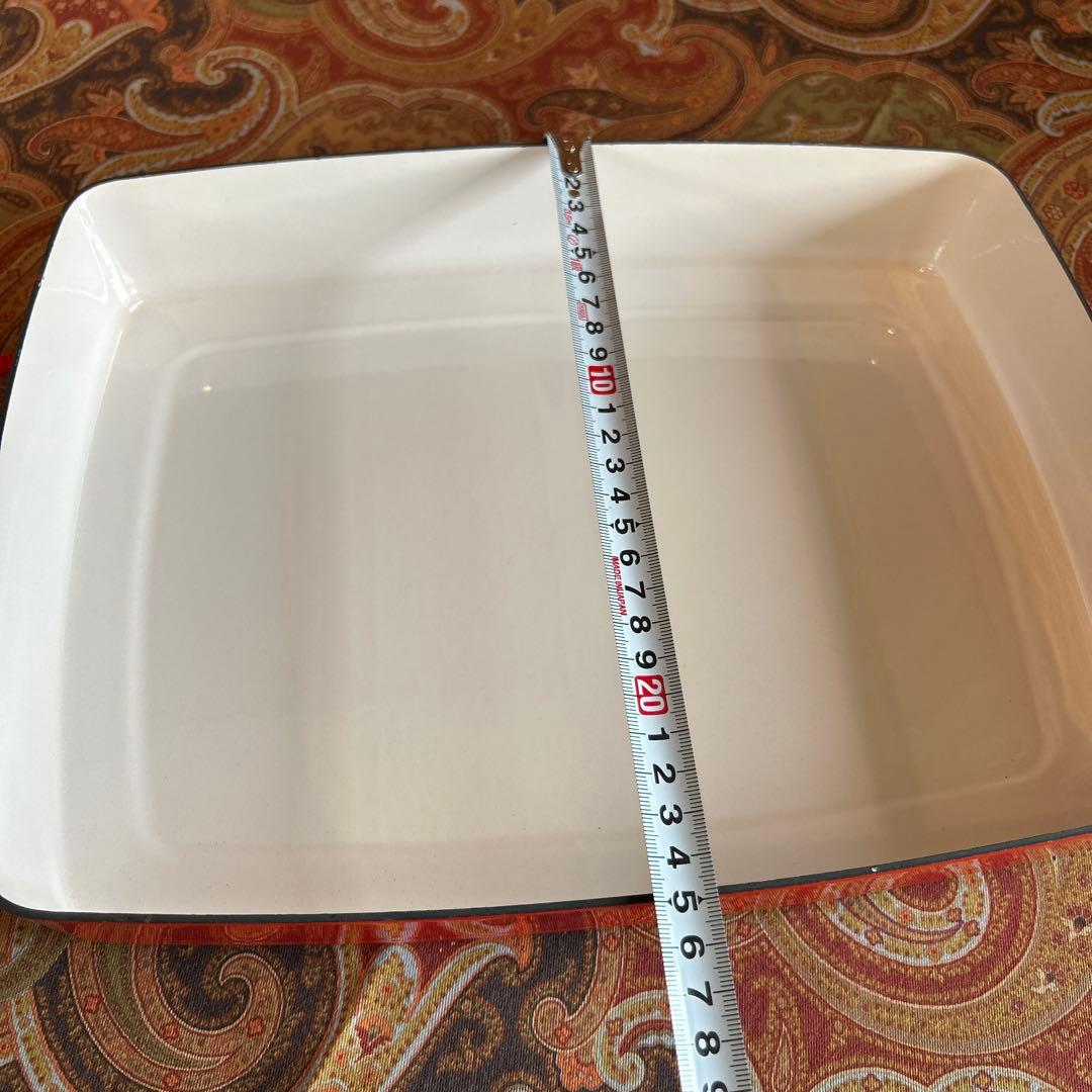 167◆DANSK 33cm ラージベイカー　両手鍋　スクエア型　赤いホーロー