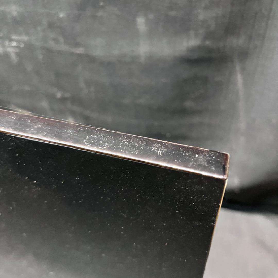 ▽Bi1060 在銘 炉用長板 漆塗 茶道具 敷板 共箱 木箱