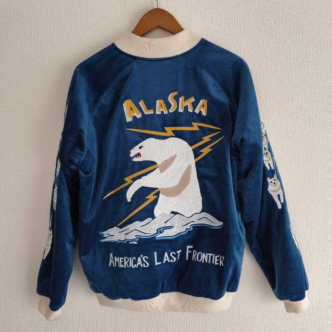 HOUSTON 別珍スーベニアジャケット アラスカジャン 青 ブルー