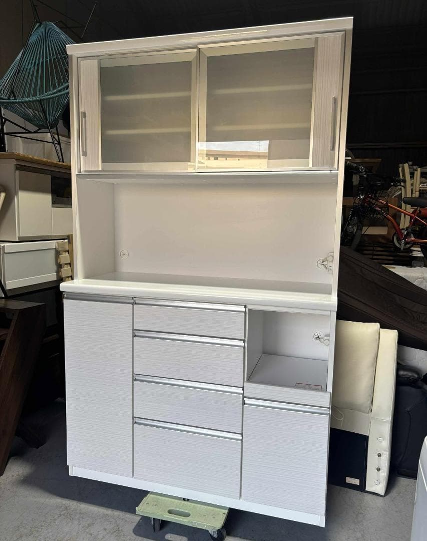 最高級 日本製 古賀家具キッチンボード 幅120cm Used/美品 訳あり