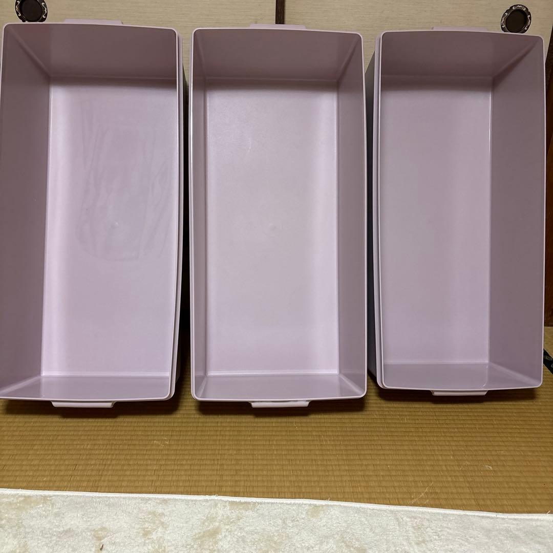 ◆タッパーウェア◆ディープロングスーパーケース　大型ピンク3セット
