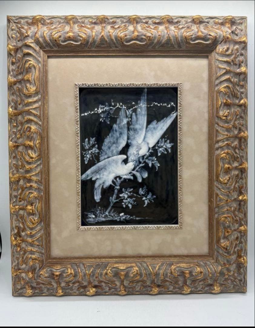 リモージュ　陶板絵　額装　インテリア　送料込み250712