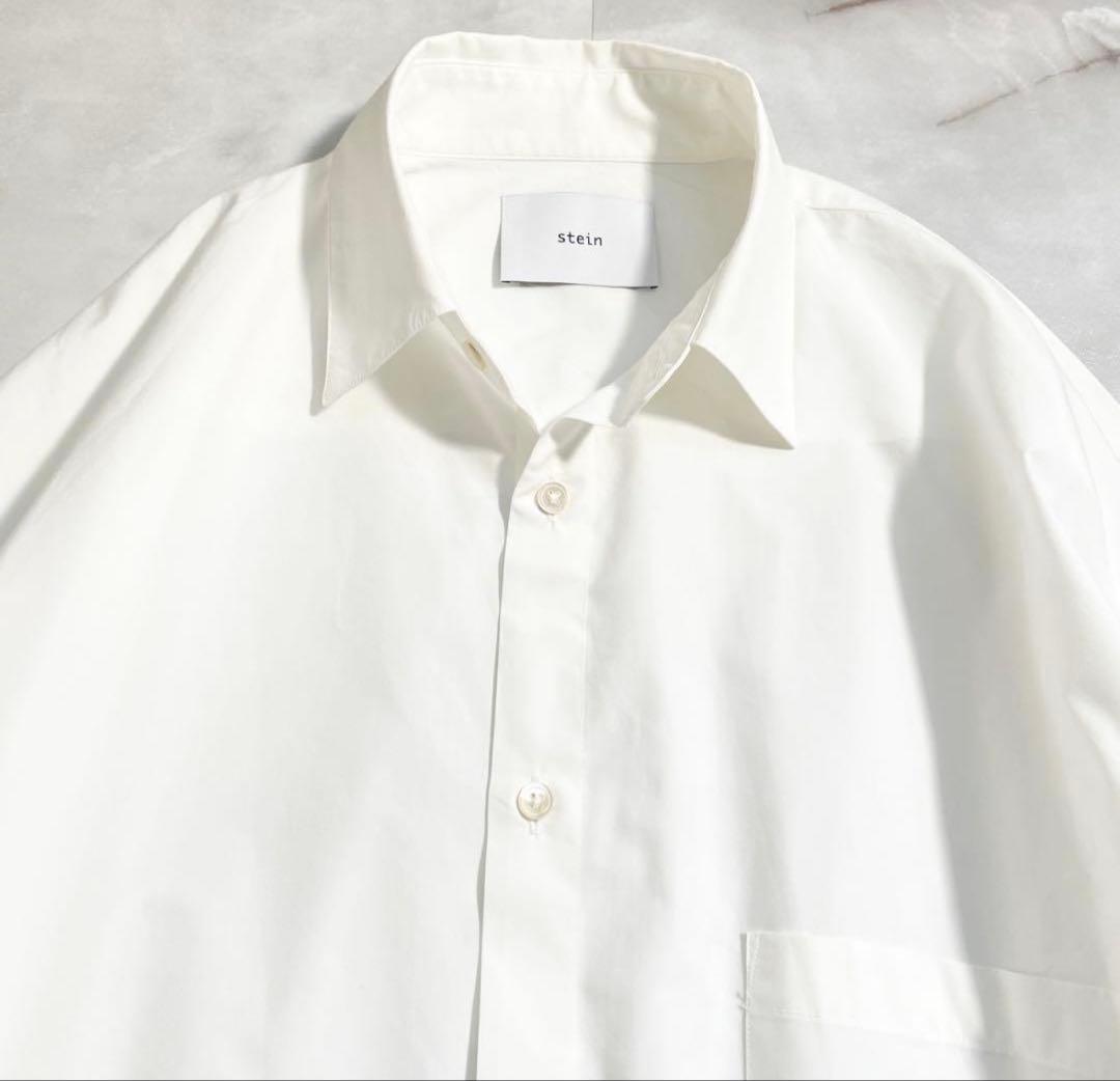美品 シュタイン オーバーサイズダウンパットシャツ ホワイト M