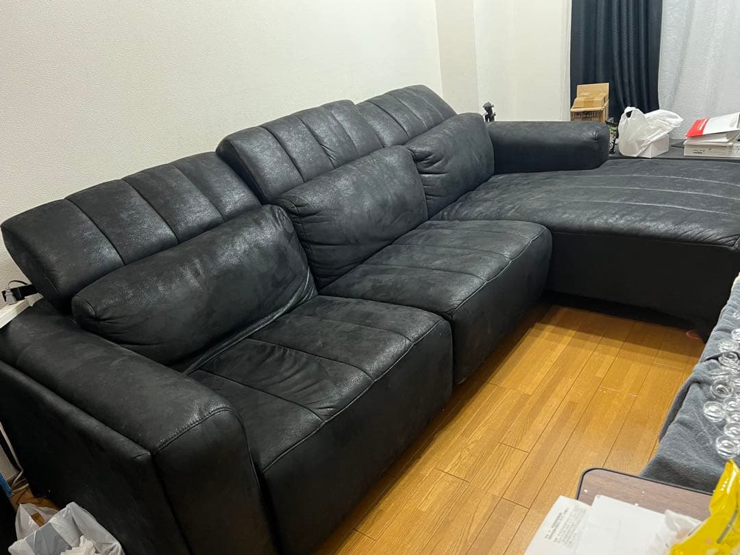 リクライニング 電動 カウチソファー 3人用　引き取りのみ　福岡市 ブラック