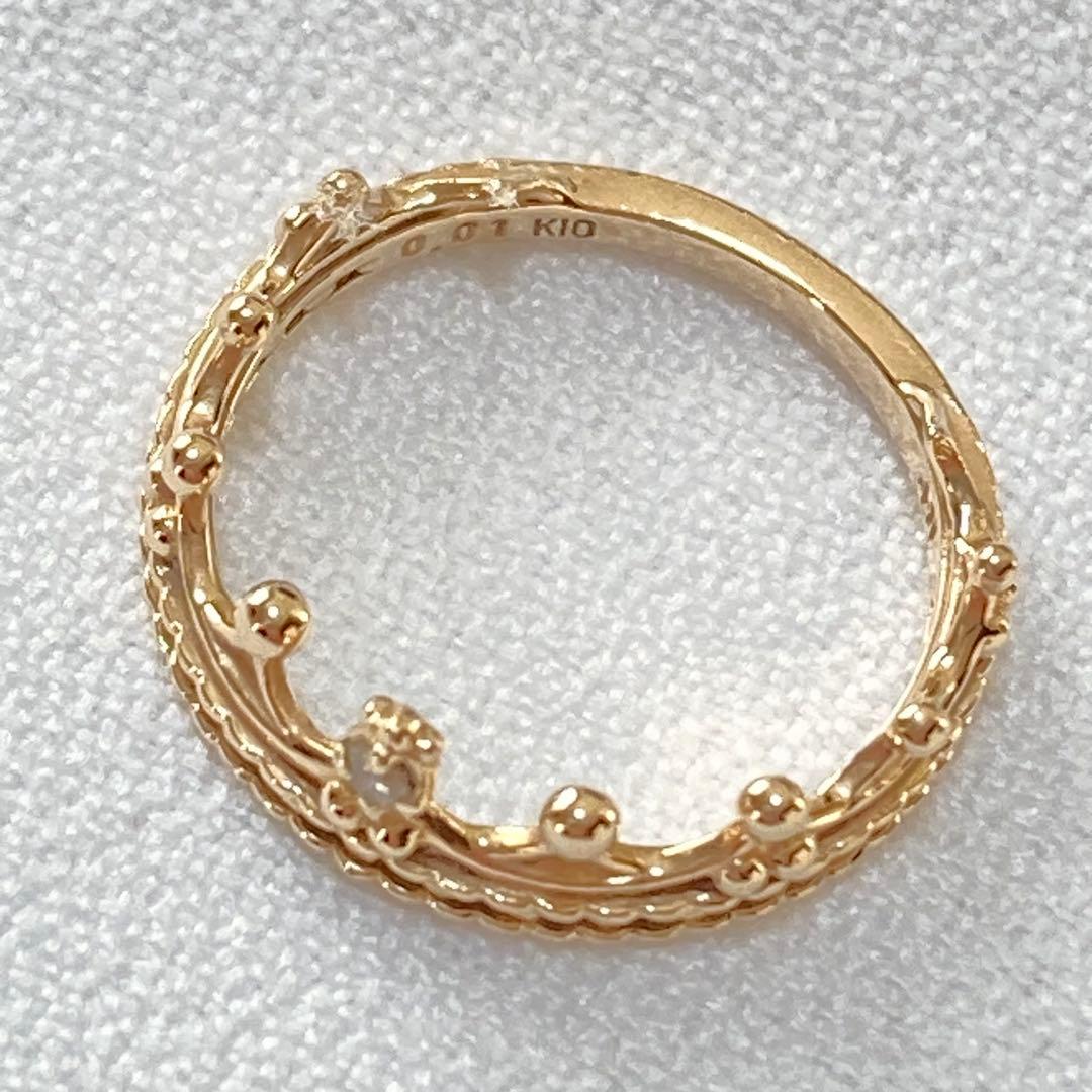 NOJESS K10 クラウン ダイヤ ピンキーリング 4号