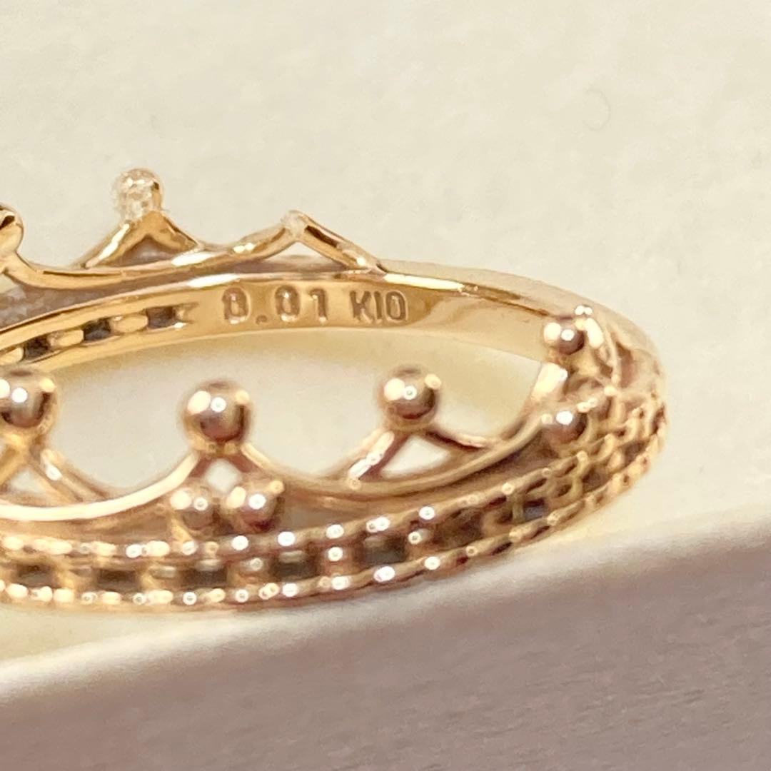 NOJESS K10 クラウン ダイヤ ピンキーリング 4号