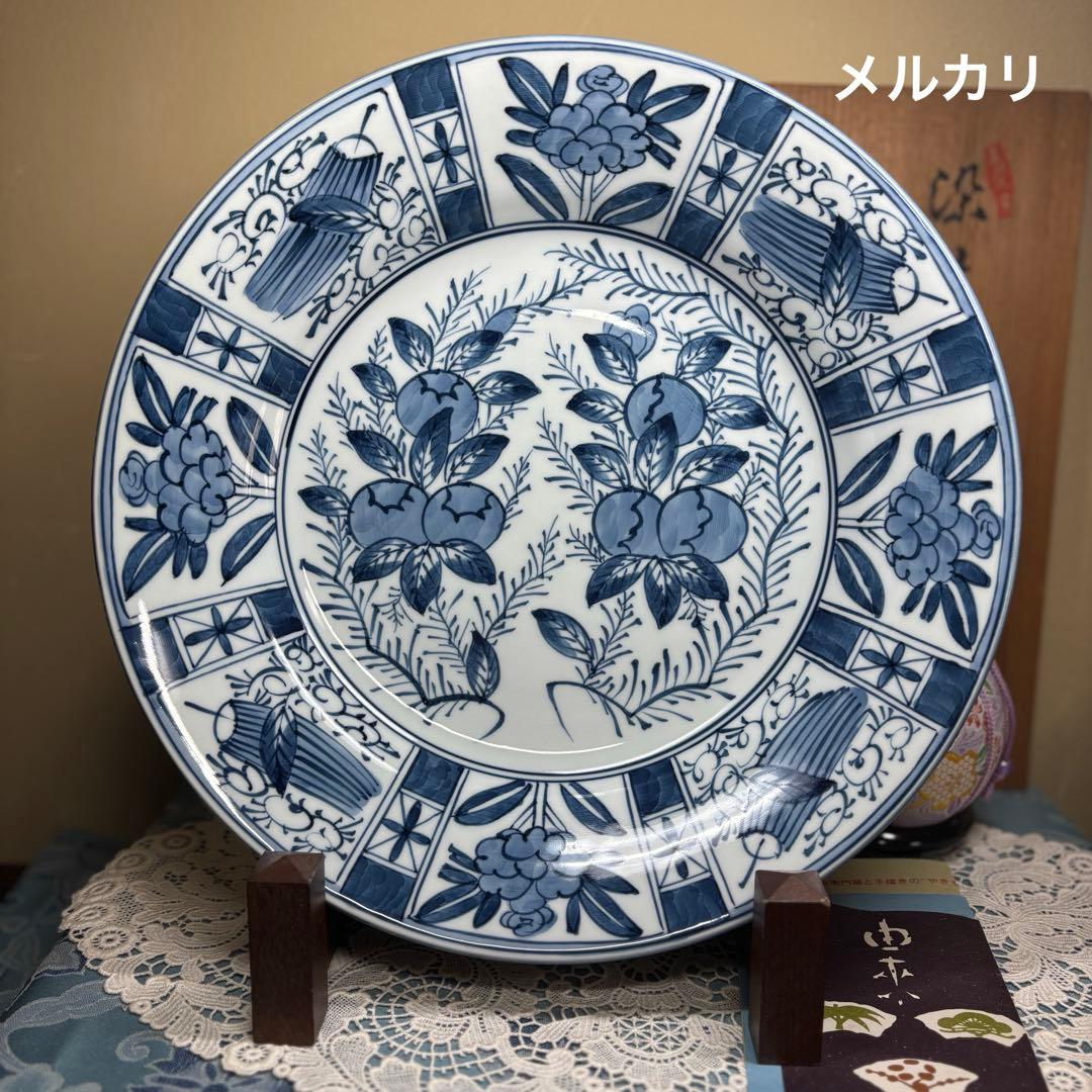 源右衛門　染付芙蓉手　大皿　木箱入り　深皿　未使用品