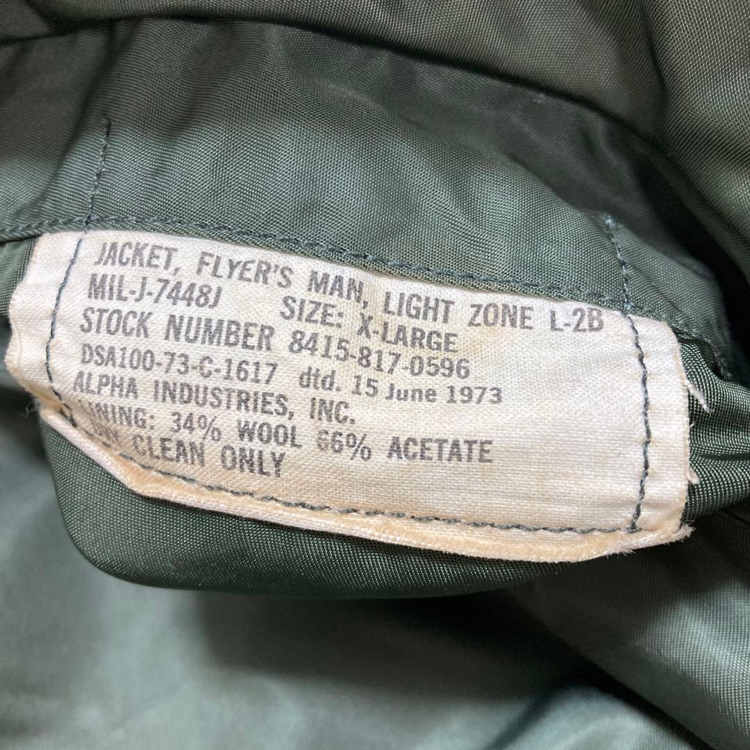 状態良好　実物　アルファ社　L-2B 1973年度　J型　XL