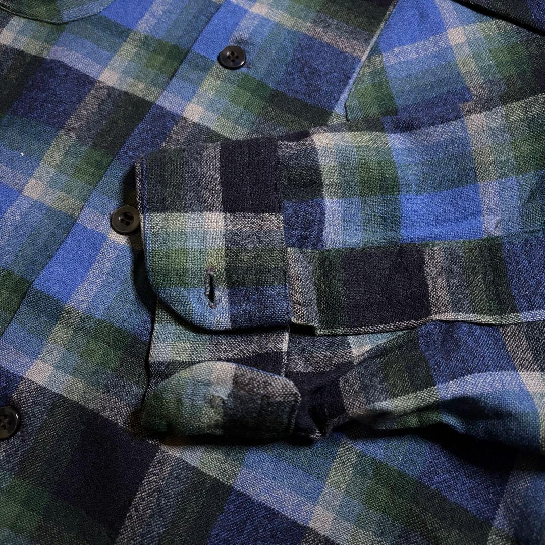 神配色70s ペンドルトン ボードシャツ オンブレ チェック USA製 ブルーL