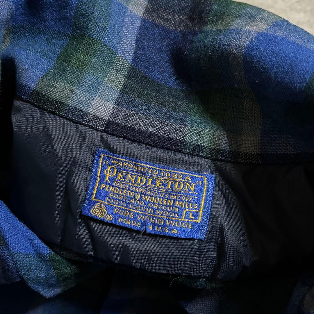 神配色70s ペンドルトン ボードシャツ オンブレ チェック USA製 ブルーL