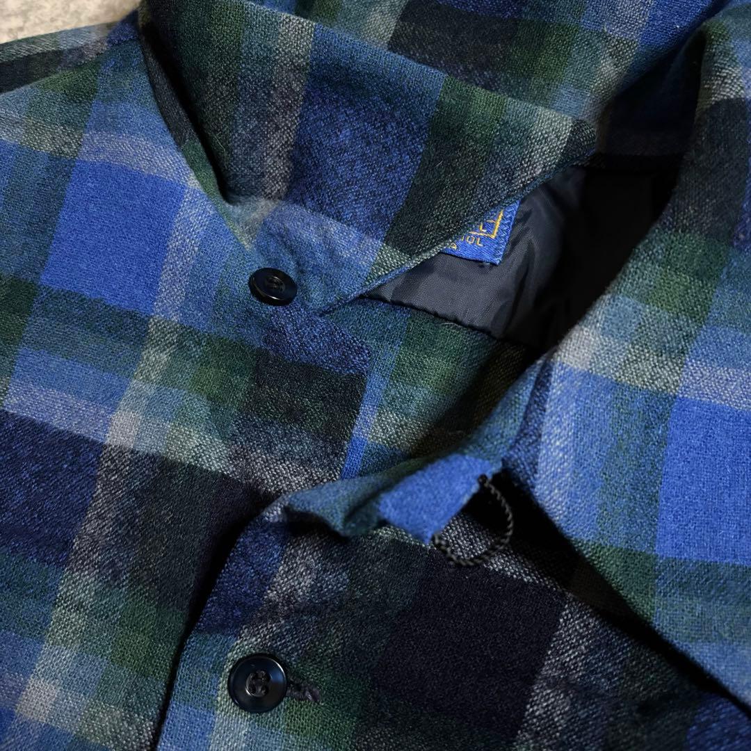 神配色70s ペンドルトン ボードシャツ オンブレ チェック USA製 ブルーL