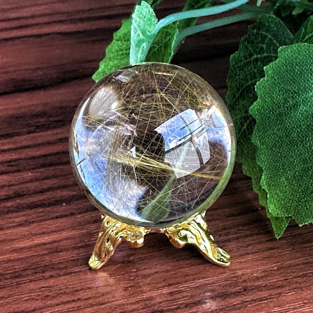 【財運・金運・事業運up❗️】レインボー☆ルチルクォーツ丸玉 スフィアA1126