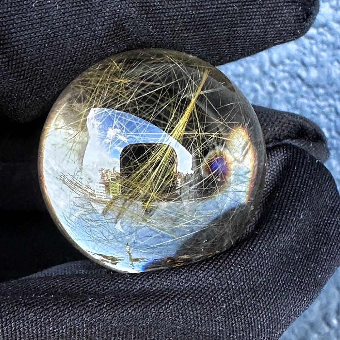 【財運・金運・事業運up❗️】レインボー☆ルチルクォーツ丸玉 スフィアA1126