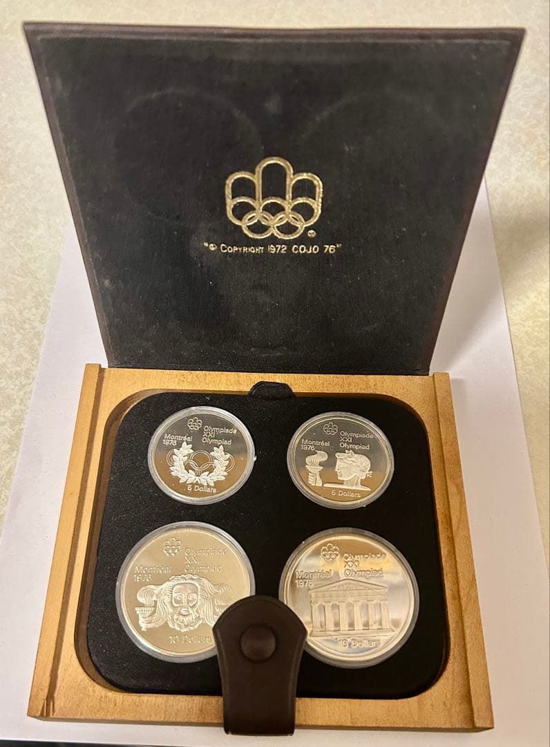 カナダ　モントリオール五輪1976年　銀貨プルーフ4枚セットシリーズ１　ケース入
