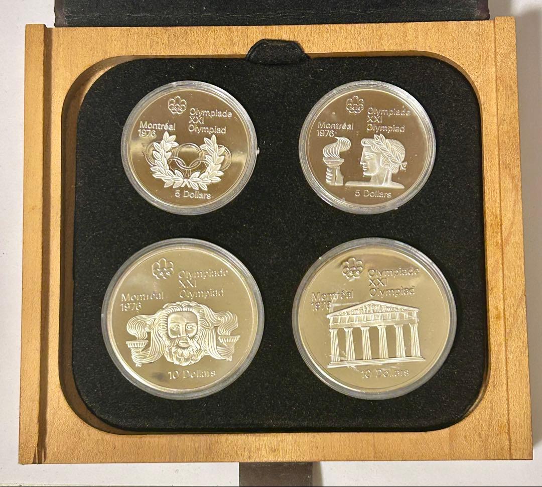 カナダ　モントリオール五輪1976年　銀貨プルーフ4枚セットシリーズ１　ケース入