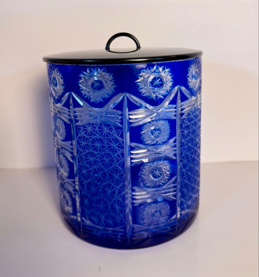 江戸切子 水指 茶道具 伝統工芸 ガラス 切子 籠目 義山 水指 江戸 $$$