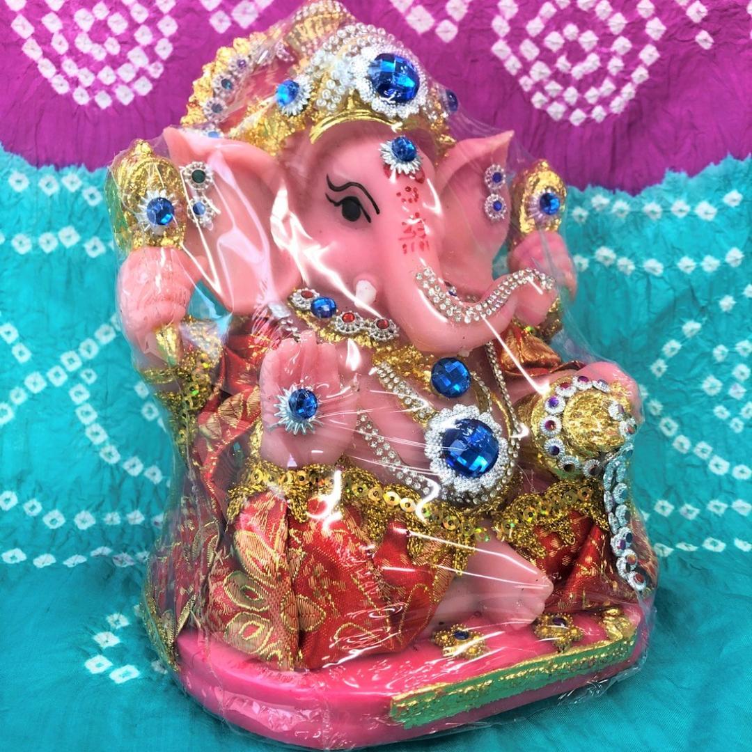 豪華絢爛 幸せの置物 【ピンク ガネーシャ】 学問と商売の神様 ヒンドゥー教