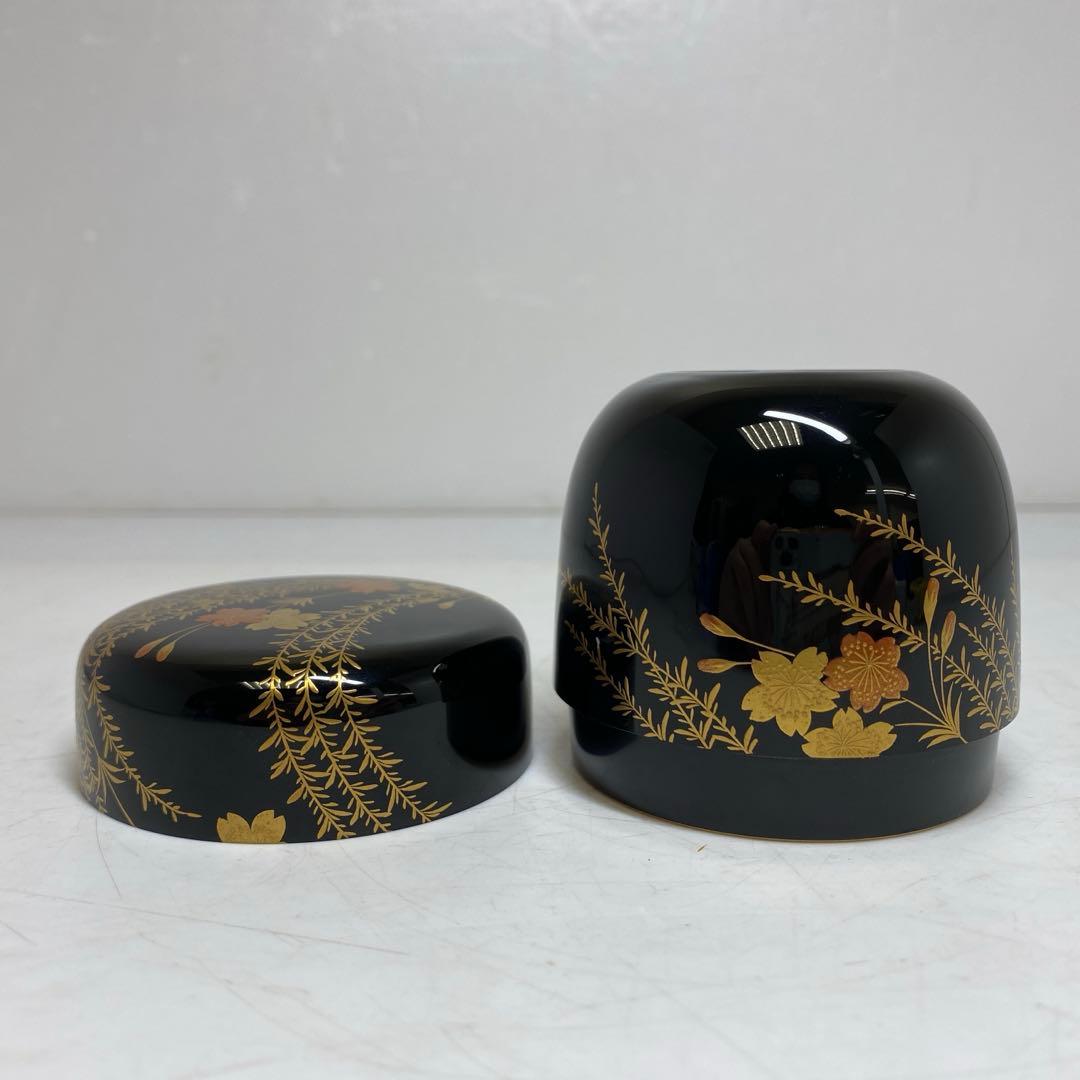 ☆2F 名工 吉田華正 蒔絵 なつめ 共箱 直径約6cm 東T8-0203