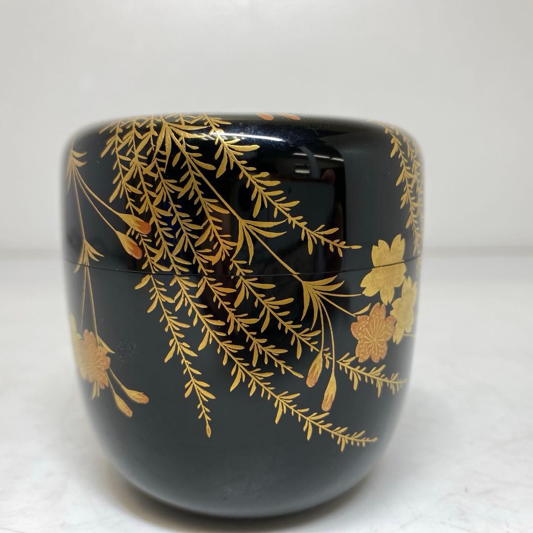 ☆2F 名工 吉田華正 蒔絵 なつめ 共箱 直径約6cm 東T8-0203