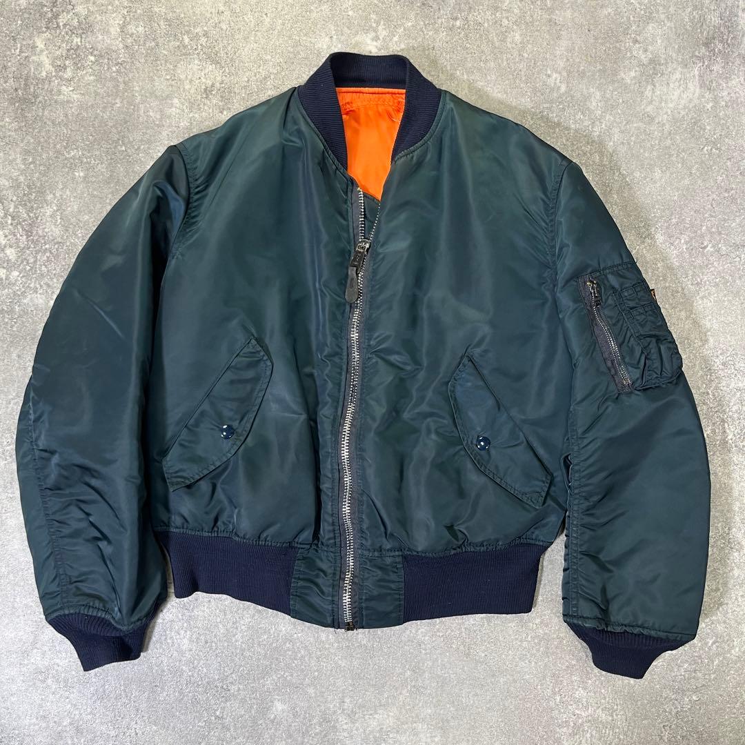 90s USA製　アルファ　MA-1 フライトジャケット　M ネイビー　紺