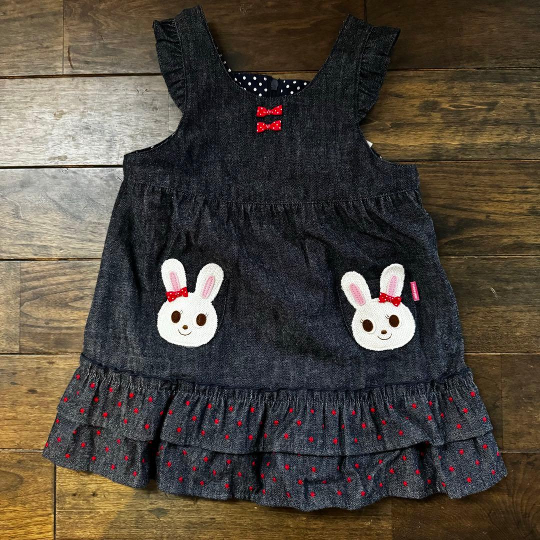 【いちごタルトさん専用】ミキハウス　うさこデニムジャンパースカート&ロンパース