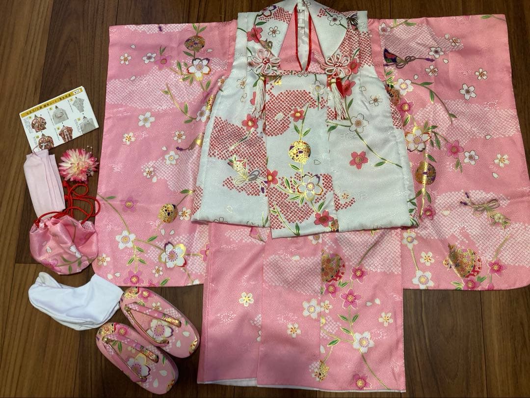 七五三　三才　女の子　着物　被布　ピンク　フルセット　キョウエツ
