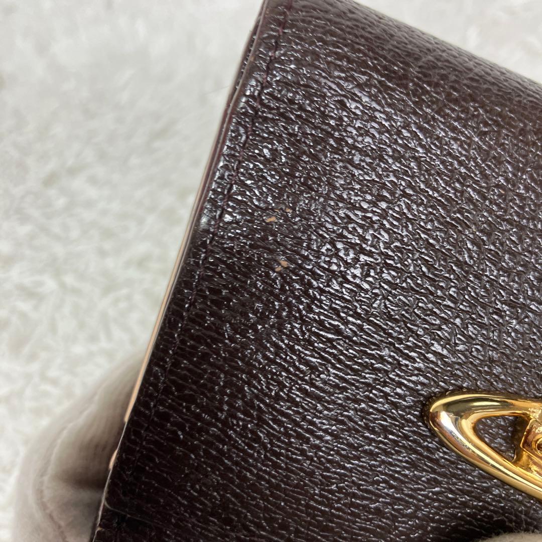 極美品✨ヴィヴィアンウエストウッド 三つ折り財布 ブラウンがま口 ビッグオーブ