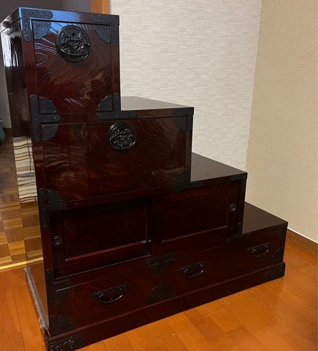 筑後民藝家具　筑後民芸 民芸家具 階段箪笥 彩り階段チェスト 右下がり