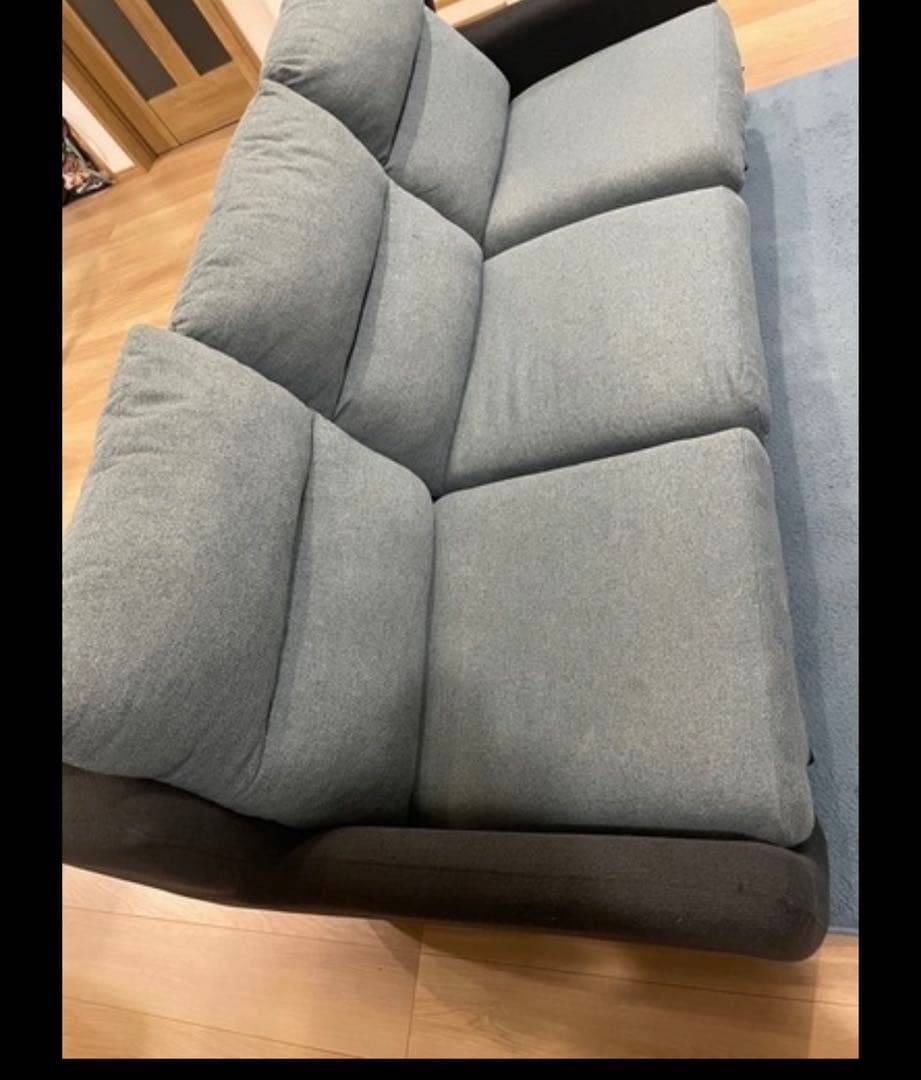 ブルー×ブラック 3人掛けソファ 佐賀 引取りのみ