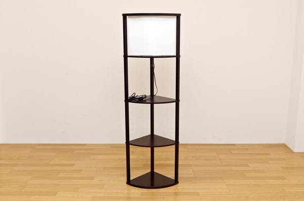 【新品・送料無料】棚付フロアライト　コーナー　DBR/LBR