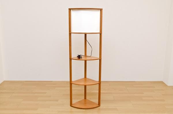 【新品・送料無料】棚付フロアライト　コーナー　DBR/LBR