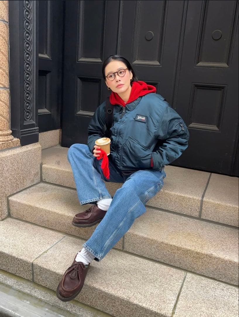 専用田中シェン着Schott NYC flight jacket M Navy