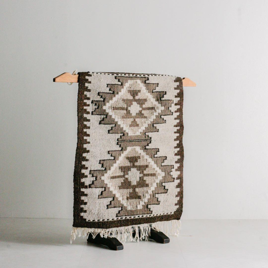 94cm×64cm キリムラグ　ウール　コットン　アジアン　ネイティブ柄